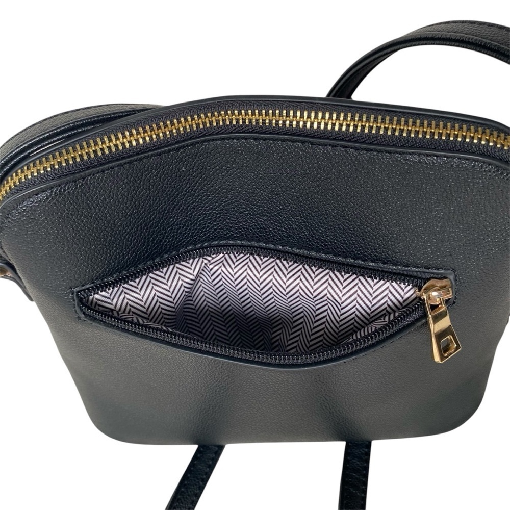 ISABELLE by Poppi Dome Bag Crossbody Shoulder Bow Detail Footed Base Black NWOT - Picture 5 of 7